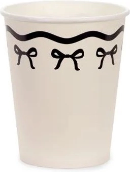 Papírové kelímky s kokardkami krémovo-černé 220 ml