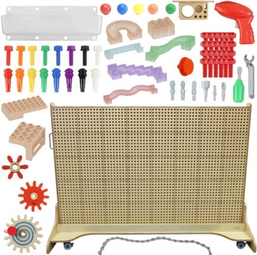 Masterkidz volně stojící kreativní STEM tabule 166 × 125 cm se sadou příslušenství