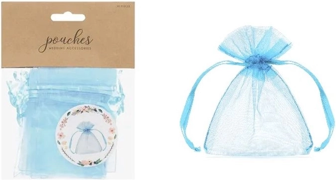 Organzové dárkové sáčky blankytně modré 10 cm