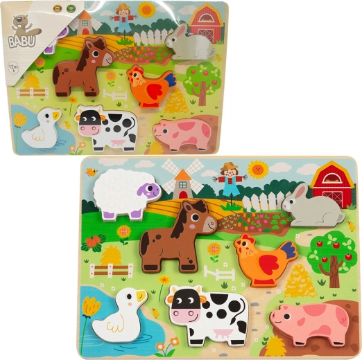 Babu dřevěné vkládací puzzle Malá farma