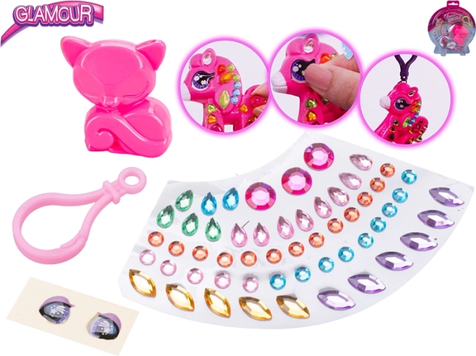 Kreativní glamour sada na zdobení klíčenky – zvířátko s kamínky