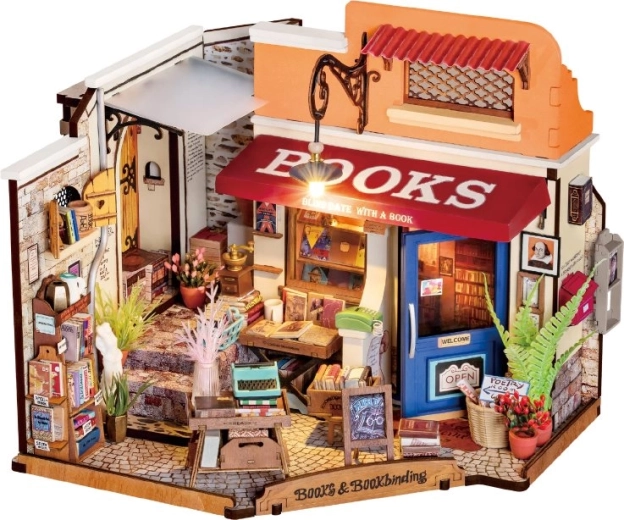 Rolife DIY 3D dřevěné puzzle Knihkupectví na rohu