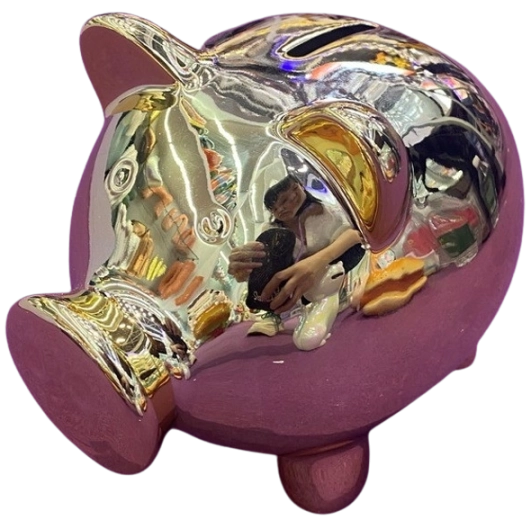 Keramická pokladnička prasátko pozlacená