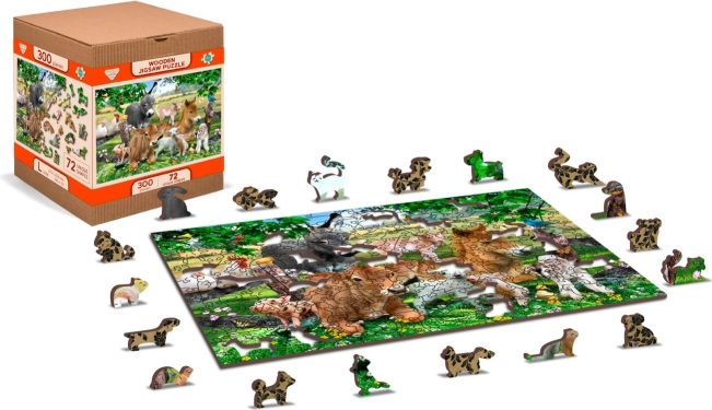Dřevěné puzzle školka na farmě 2v1