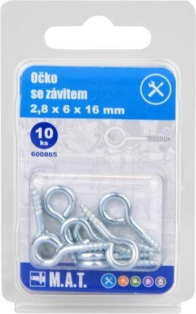Zavřené očko se závitem 16 × 6 × 2,8 mm, zinek (10 ks)
