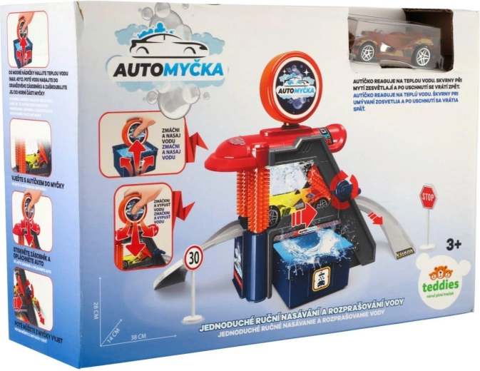 Automyčka s autíčkem měnícím barvu a doplňky - 1 kus