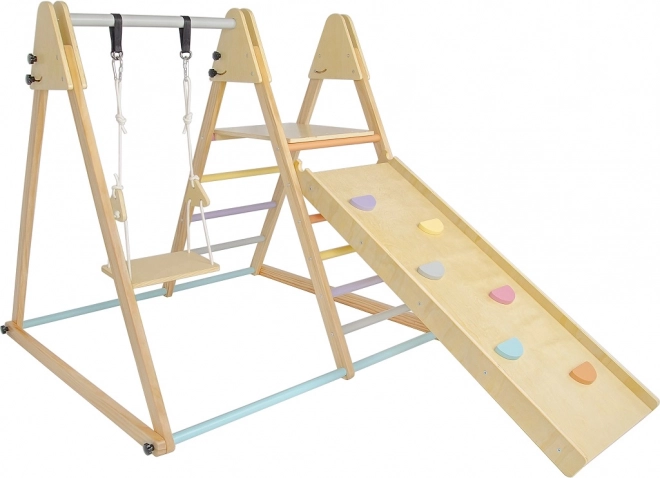 Dřevěná herní sestava pro děti se skluzavkou