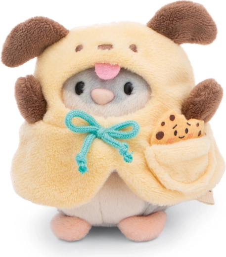 NICI MyMochi plyšový křeček Shai v psím kostýmu se sušenkou, dárková sada 8 cm