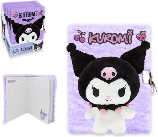 Plyšový 3D deník A5 KUROMI se zipem
