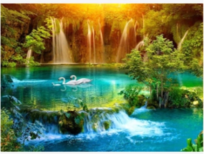 Diamantové malování Vodopád v údolí 30 × 40 cm