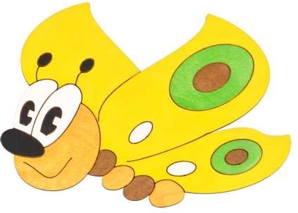 Střední dřevěná dekorace motýl žlutý