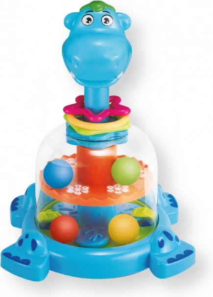 Dinosaurus s kuličkami – pestrobarevný mechanický kolotoč pro děti