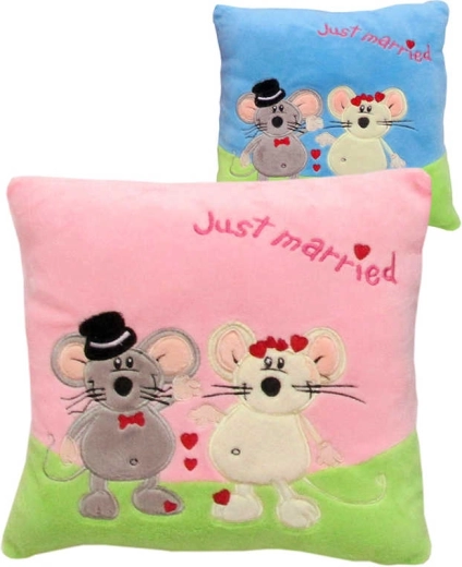 Plyšový polštářek myšky Love just married 25 x 25 cm - 1 kus