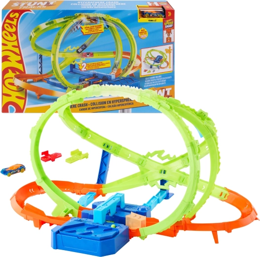 Hot Wheels Stunt Tracks Hipersféra kraks závodní dráha s pohonem + autíčko