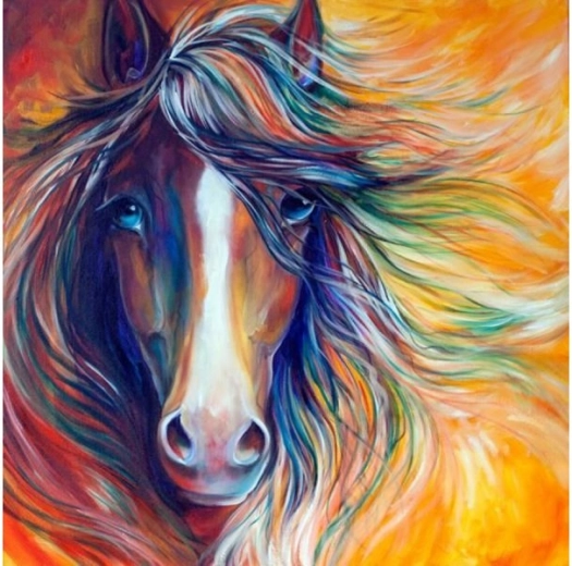 Diamantové vyšívání (diamond painting) abstraktní kůň 30 × 30 cm