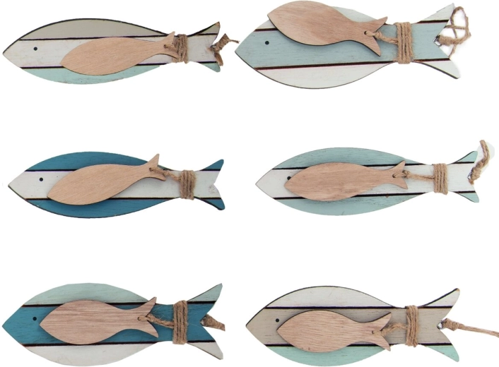 Závěsná dřevěná dekorace Ryba SEA 15 cm