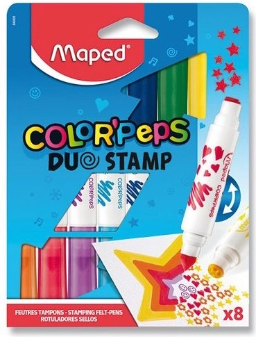 Fixy MAPED Color'Peps Duo Stamp – sada 8 oboustranných razítkovacích fixů