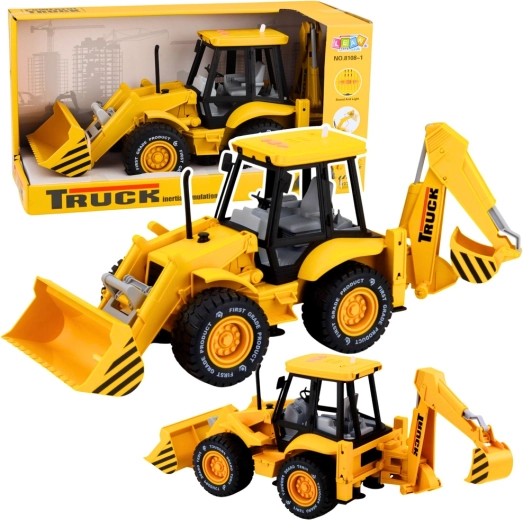 Dětská stavební nakladač a bagr se světly a zvuky – žlutý