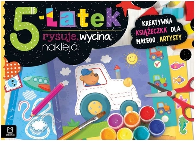 Kreativní knížka: 5leté dítě kreslí, vystřihuje a lepí