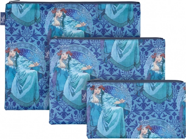 Set 3 taštiček na zip Alfons Mucha Hyacinta