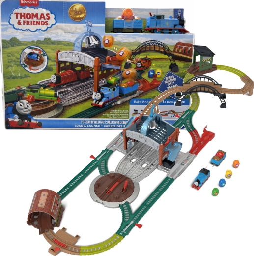 Fisher-Price Tomáš a přátelé železniční dráha Doručení sudů nalož a vystřel s lokomotivou Tomáš