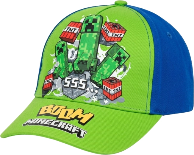 Dětská kšiltovka Minecraft Creeper zeleno-modrá