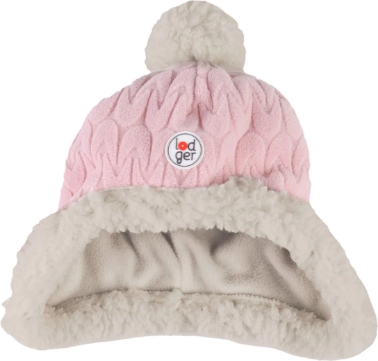 Lodger fleecová čepice hatter empire fleece sensitive s bambulí růžová (3–6 měsíců)