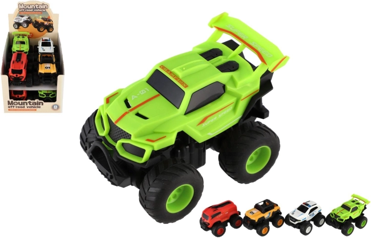 Terénní auta na setrvačník – sada 4 druhy, 8 ks v boxu