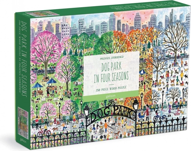 Dřevěné puzzle Psí park – čtyři roční období, 250 dílků