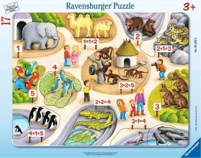 Ravensburger puzzle První počty do pěti v zoo, 17 dílků