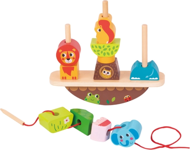 Babu balanční skládanka zvířátek ze dřeva