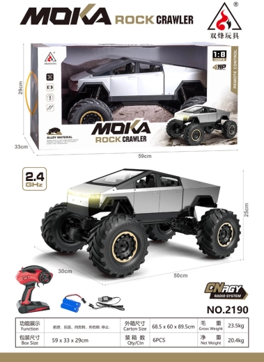 Dálkově ovládaný terénní vůz Rock Crawler Truck stříbrný 1:8