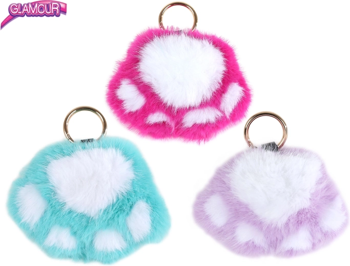 Glamour plyšový přívěsek na klíče kočičí tlapka 9 cm