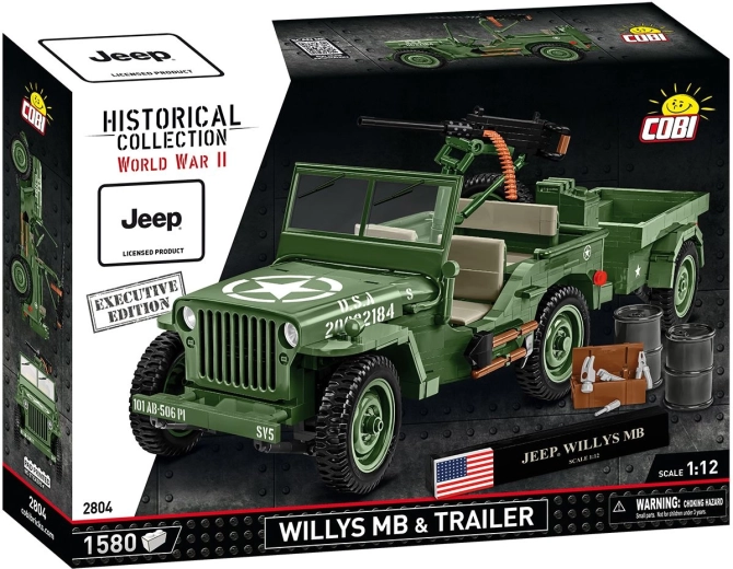 Cobi jeep Willys MB s přívěsem 1:12 executive edition