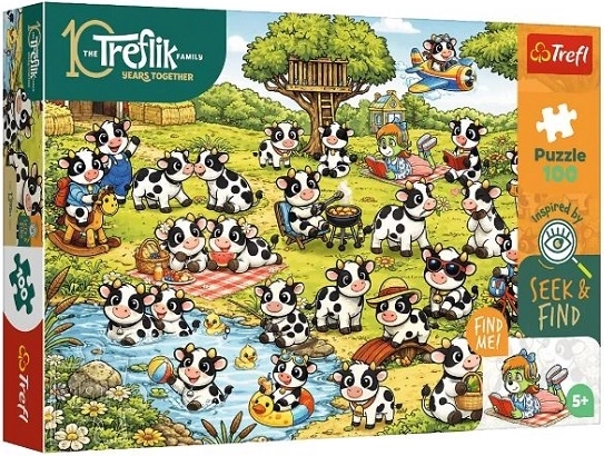 Trefl puzzle seek and find svět kraviček 100 dílků