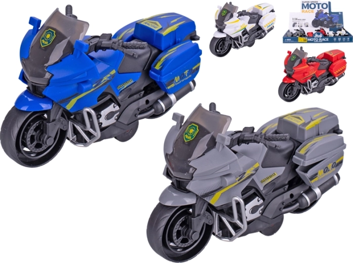 Policejní motorka na setrvačník 14 cm