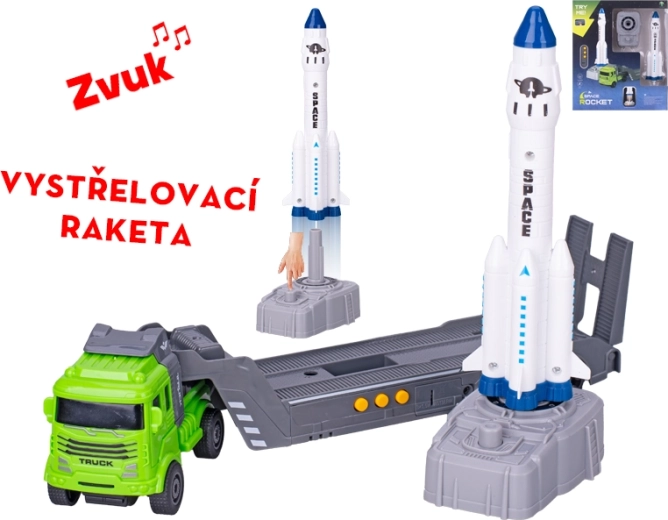 Nákladní auto se setrvačníkem a raketou se střelou, zvuky
