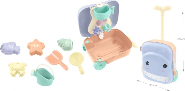 Kufřík s kolečky a sadou na písek s vodním mlýnkem