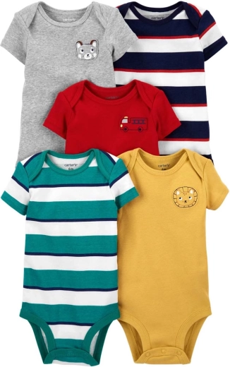 Carter's bavlněná kojenecká body s krátkým rukávem Stripe pro chlapce, 5 ks, velikost 56