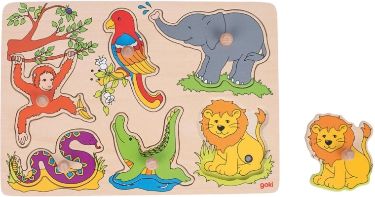 Zvukové dřevěné puzzle – hlasy zvířat ze zoo