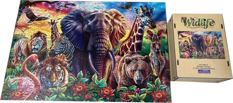 Dřevěné puzzle divoká příroda