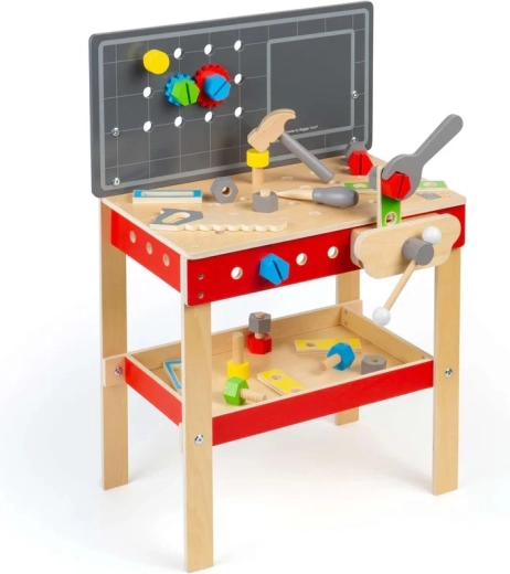 Bigjigs Toys dětský dřevěný pracovní stůl s nářadím