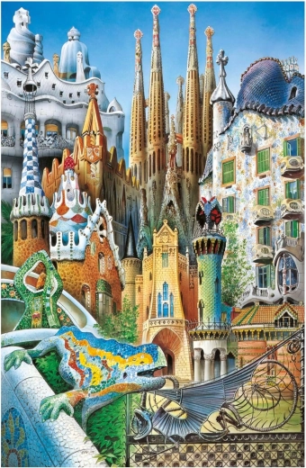 Educa miniaturní puzzle Gaudí – koláž 1000 dílků
