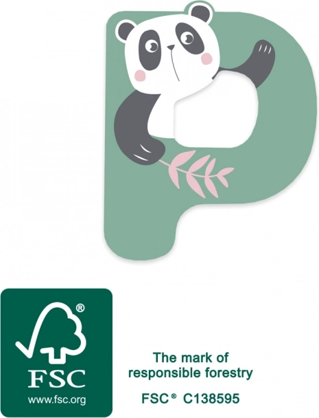 Dřevěné písmeno P s pandou