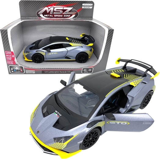Kovový model 1:24 LAMBORGHINI Huracán STO stříbrně šedý