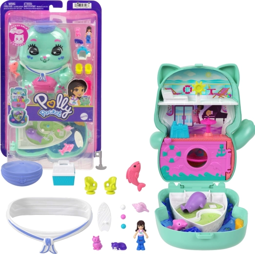 Polly Pocket kompaktní herní sada Kočičí plavba s figurkami a doplňky