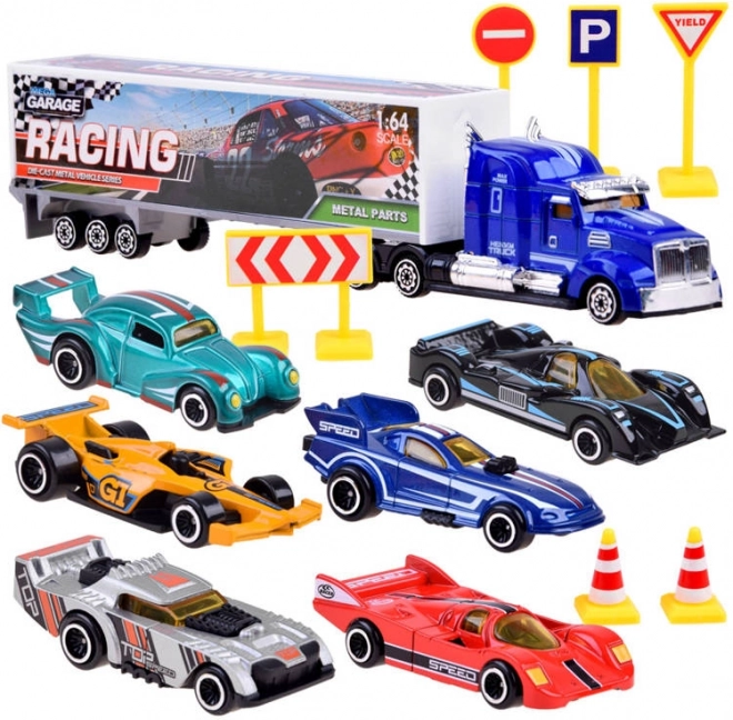 Kovové autíčka sada závodníků se značkami