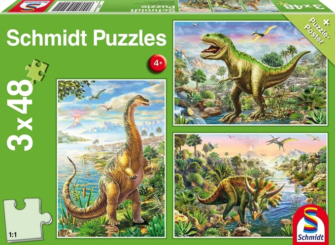 Schmidt puzzle Dinosauří dobrodružství 3×48 dílků