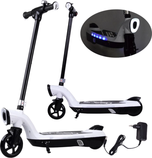 Elektrická koloběžka s LED osvětlením pro děti – Bílá