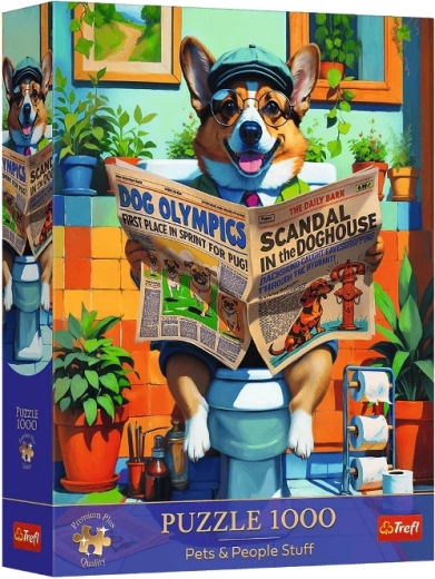 Puzzle 1000 Premium Plus – corgi na toaletě